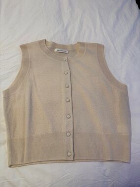 Aqua Cream Button-Up Knit Vest